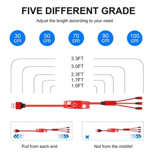 Câble USB Type C rétractable personnalisé 3-en-1 en cristal, charge 3A, 1M, en cuivre, télescopique, PVC TPE, pour téléphone et tablette - Product Image 4