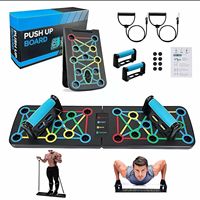 Planche de fitness pliable, robuste et multifonctionnelle avec équipement d'entraînement pour les muscles pectoraux et bandes de résistance