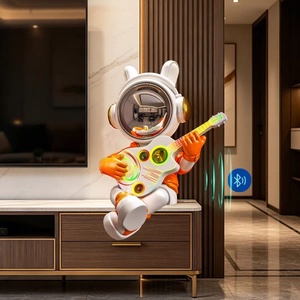 Statuetta Decorativa di Astronauta Seduto su Chitarra - Pezzo Decorativo per Soggiorno, Camera <span class=keywords><strong>da</strong></span> Letto, ecc. Regalo Creativo - Con Altoparlante Bluetooth - Product Image 3