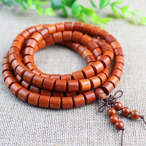 Pulsera de palisandro con 108 cuentas de barril, madera de caoba y sándalo, joyería budista unisex para ceremonias religiosas, collar con colgante coleccionable - Product Image 1