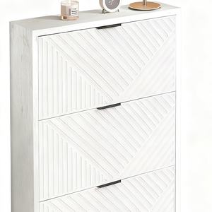 Zapatero de almacenamiento de entrada montado en la pared Delgado estriado flotante de Diseño montado en la pared con 3 puertas abatibles - Product Image 3