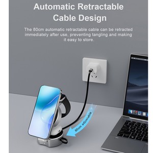 Accessoires pour gadgets intelligents, chargeur sans fil magnétique pliable 3 en 1 portable 15W à charge rapide <span class=keywords><strong>avec</strong></span> câble rétractable pour <span class=keywords><strong>iPhone</strong></span> - Product Image 2