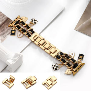 Cowboy Denim chaîne breloques en métal femmes Style cuir tressé bracelet bracelet de remplacement pendentifs uniques pour IWatch 11 Ultra 3 - Product Image 3