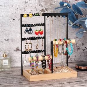 Multifunctional Detachable Wooden Bottom Jewelry Rack for Earrings Necklaces <b>Rings</b> Bracelets & <b>Watches</b> Women's Accessory Storage - Product Image 2