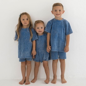 Set di pantaloncini per mamma e Me, Set estivo, Set di magliette con acido lavato <span class=keywords><strong>Vintage</strong></span> - Product Image 2