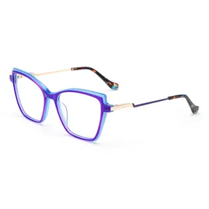 Wholesale New Arrival Cat Eye Colorful Acetate Myopia Eyeglasses Frame Women Spectacle Optical Eyeglasses Frames Glasses