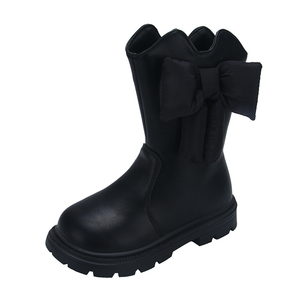 Botas de Cuero a la Moda con Lazo Grande para Niñas, Botas de Invierno Forradas y Cálidas hasta la Pantorrilla - Product Image 6