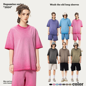 เสื้อยืดผู้ชายโอเวอร์ไซส์วินเทจสำหรับทุกเพศ280กรัมเสื้อลำลองคอกลมล้างว่างเปล่าแบบลำลอง - Product Image 1