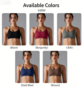 Sujetador deportivo sin costuras para mujer, diseño cruzado en la espalda, <span class=keywords><strong>de</strong></span> alta elasticidad, para fitness, yoga y running, venta al por mayor - Product Image 1