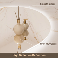 Miroir de salle de bain décoratif de luxe personnalisé tendance avec interrupteur tactile LED, design moderne mural, miroir de douche