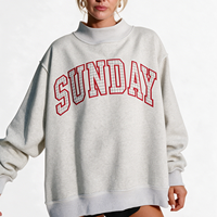 Sweater Mockneck Wanita Gaya Asimetris Polka Dot Katun Fleece Longgar Streetwear Kasual Pullover Atasan