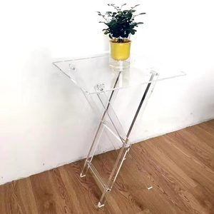 Thiết lập của <span class=keywords><strong>4</strong></span> nhỏ Acrylic gấp Bàn cà phê rõ ràng Acrylic bảng vuông xách tay nhựa bàn ăn thiết lập - Product Image 3