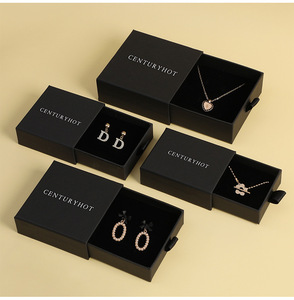 8*8cm White Jewelry Box Hot Stamping Logo Sliding Jewelry Boxes With Logo drawer necklace jewelry box logo customized