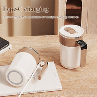 Mug à café auto-mélangeur 400 ml avec affichage de la température, mélangeur en acier inoxydable, tasse à agitation automatique rechargeable avec couvercle