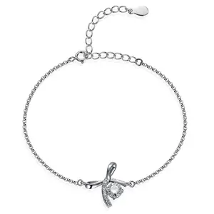 Somen Women Luxury Bow Tie Bracelet Fine Jewelry Sterling 925 Silver 1ct Moissanite Bracelet Fashion Christmas Gift