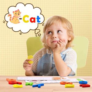 Jeu de puzzle en bois Montessori 2024 : Blocs de l'alphabet, jeu d'orthographe intelligent, jouets éducatifs pour enfants - Product Image 6