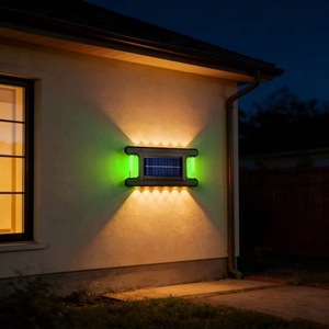 Lampe solaire murale SUNMAXTOP 4 voies, lumière extérieure bleue LED, ambiance blanc chaud - Product Image 3