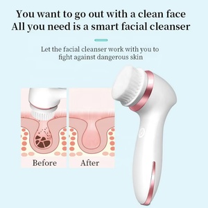 Brosse nettoyante électrique pour le visage en silicone à vibration ultrasonique, nettoyant pour le visage, nettoyage en profondeur des pores, élimination des points noirs, masseur pour le visage - Product Image 3