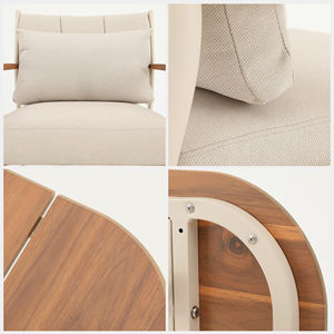 طقم أريكة خارجية فاخرة للفنادق والمنتجعات، مصنوعة من الألومنيوم مع وسائد مقاومة للماء، تصميم عصري لحدائق الأثاث الخارجي - Product Image 5