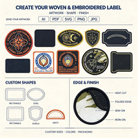 Écussons brodés personnalisés OEM, thermocollants, tissés, avec logo de marque, badges, appliques pour vêtements et chapeaux