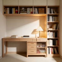 Bibliothèque moderne avec étagères solides et porte vitrée pour la maison, meuble sur mesure en bois