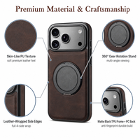 Étui de téléphone en cuir PU avec support rotatif à 360 degrés, support magnétique pour voiture, cadre en TPU noir mat, coque arrière en PC pour iPhone