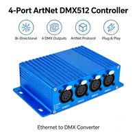Contrôleur d'éclairage professionnel ArtNet DMX à 4 ports XLR et 4 sorties de canal, avec fonctions de gradation pour Ethernet