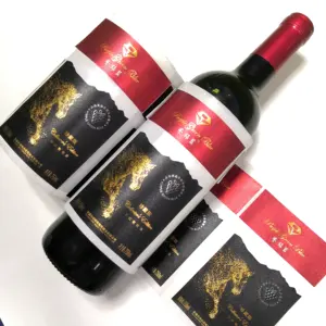 Minsda Wholesale Custom High Quality Adhesive Wine Bottle Logo Embossed Private Sticker Label