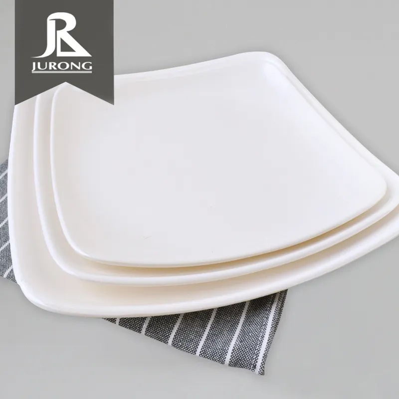 Groothandel Restaurant Melamine Wit Plastic Goedkope Bulk Gerechten Melamine Vierkante Diner Plaat