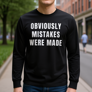 T-shirt à manches longues avec col rond, unisexe, pour adultes, vêtements promotionnels, avec l'inscription « Evidemment, des erreurs ont été commises » - Product Image 3