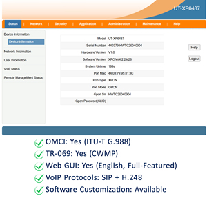 Terminal ONT XPON FTTH de Fábrica XP6487 EG8145V5 V8 <span class=keywords><strong>F680</strong></span> 4GE Pots VoIP WiFi de Doble Banda ONU Versión en Inglés TR-069 OEM/ODM para ISP - Product Image 5