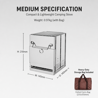 Réchaud de camping pliable en acier inoxydable portable, réchaud fusée, barbecue au charbon de bois avec cendrier et sac de rangement pour l'extérieur