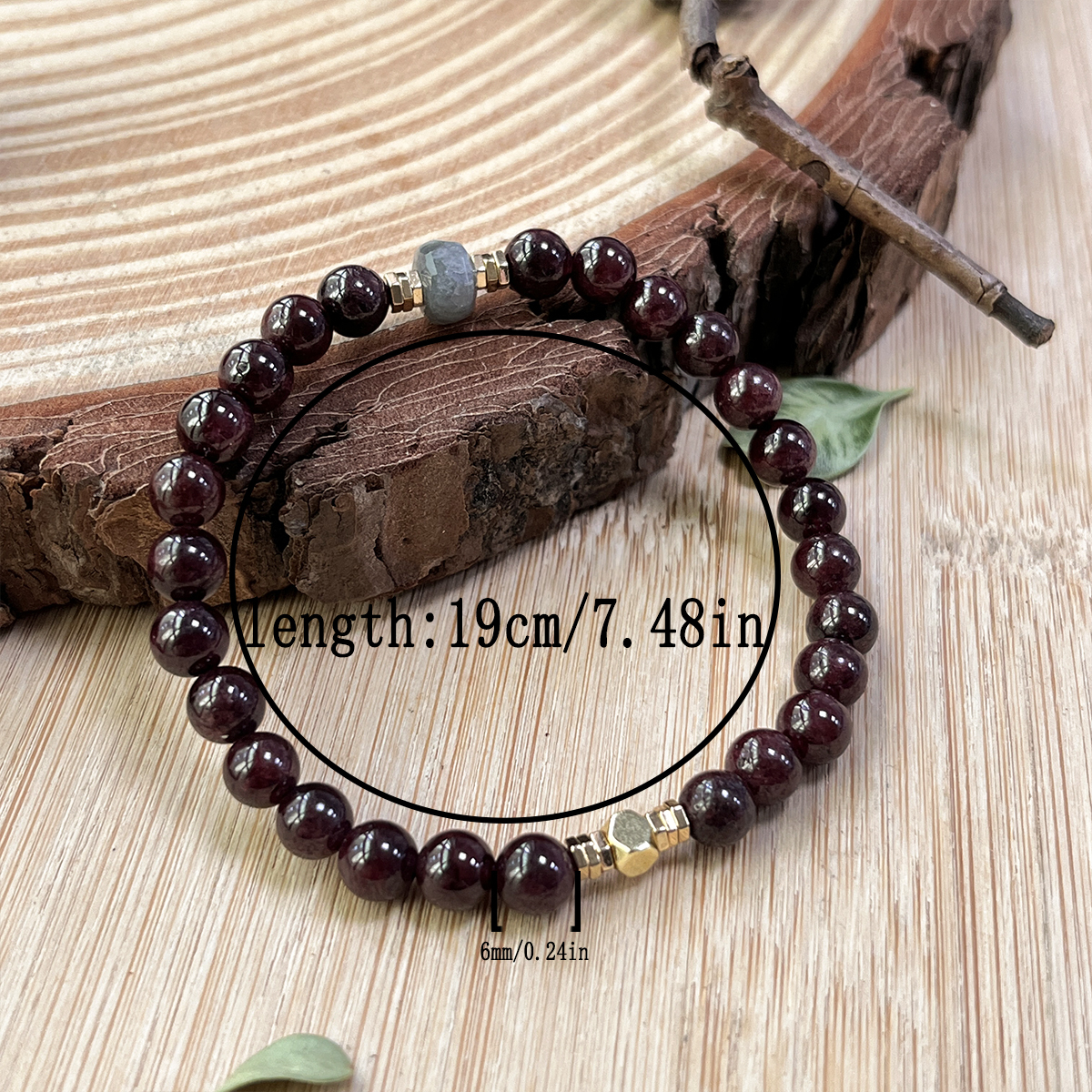 Bracelet de perles de grenat rouge naturel