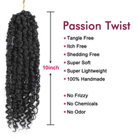 Cheveux Passion Twist au Crochet 10/12/14 Pouces, Bob Court Pré-Bouclé, Tresses au Crochet pour Femmes Noires, Extensions de Cheveux Synthétiques à Tresser