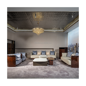 Sofá de cuero de lujo ligero italiano, combinación de Villa, sala de estar, muebles de laca de cuero de <span class=keywords><strong>Granada</strong></span> simples posmodernos - Product Image 1