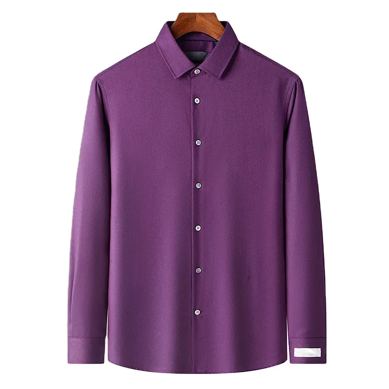 Chemises chaudes en laine cachemire automne hiver chemises habillées pour hommes en sergé violet
