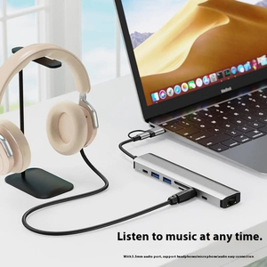 Многофункциональный <span class=keywords><strong>USB</strong></span>-C концентратор 9-в-2 из алюминиевого сплава с адаптером Ethernet 100 Мбит/с и слотами для карт SD/TF для MacBook Pro и ноутбуков - Product Image 6