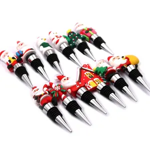 Factory Price Soft PVC Metal Zinc Alloy Blank Christmas Theme Design Wine Bottle Stopper Many Design For Choice