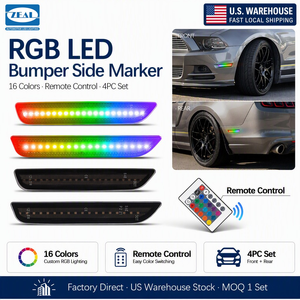 ไฟเลี้ยวข้างแบบ RGB LED ควบคุมด้วยรีโมทสำหรับ <span class=keywords><strong>Ford</strong></span> Mustang 2010 2014 ของแท้จากสหรัฐอเมริกา เลนส์รมดำ ไฟกันชนหน้า-หลัง - Product Image 1