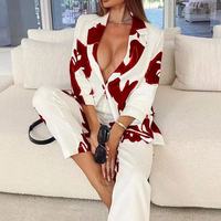 Bureau dame costume ensembles vestes rétro imprimé femmes affaires Blazers grande taille vestes Blazer femmes costumes