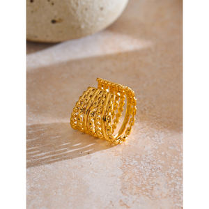 JINYOU 5123 antirouille métal PVD plaqué arrivées doigt bijoux 2025 personnalisé en acier inoxydable couches bague dorée en gros - Product Image 5