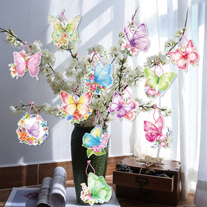 Guirlandes suspendues en papier arc-en-ciel avec papillons, décorations pour mariage, fête à domicile, anniversaire, bannière décorative avec papillons - Product Image 5