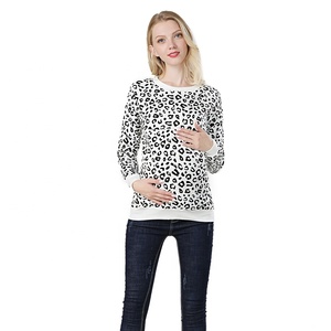 Áo Hoodie Cho Bà Bầu Áo Nỉ Cho Con Bú Quần Áo Cho Con Bú Cổ Tròn 100% Cotton S-4XL Đo Lường Mùa Đông Mỹ Dày - Product Image 5