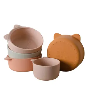 Servies Set Kids Baby Siliconen Bowl Plate Set Kids Voeding Kom Silicoaan Voedsel Verdeelde Plaat