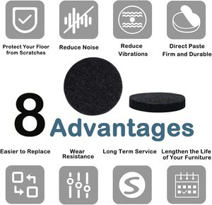 120 pièces de coussinets en feutre autocollants ronds noirs de 5 mm d'épaisseur et de 25 mm de diamètre pour pieds de chaises et meubles - Product Image 5