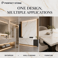 Dalles de pierre frittée Calacatta Gold grand format PerfectStone 3200 mm x 1600 mm pour entrepreneurs et projets commerciaux