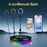 Machine de photomaton vidéo 360° avec logo personnalisé, surface lumineuse LED RGB, kit d'éclairage annulaire, télécommande et plateforme rotative pour la location événementielle