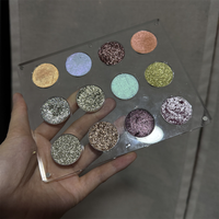 Palette de fards à paupières acryliques rechargeables 9/12 couleurs 15/16, boîte magnétique pour maquillage, organisateur de cosmétiques, étui pour poudres de beauté avec godets de 26 mm