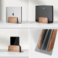 Support vertical réglable et extensible pour ordinateur portable, support pliable pour ordinateur portable, compatible MacBook/Pro, en bois de noyer noir