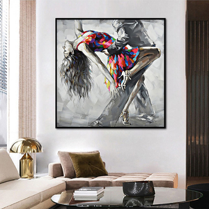 Cuadro Decorativo de Pareja Bailando, Pintado a Mano al 100%, Arte Abstracto de Lujo, Lienzo Estirado, Listo para Colgar, Pintura al Óleo, Tamaño Personalizable - Product Image 2